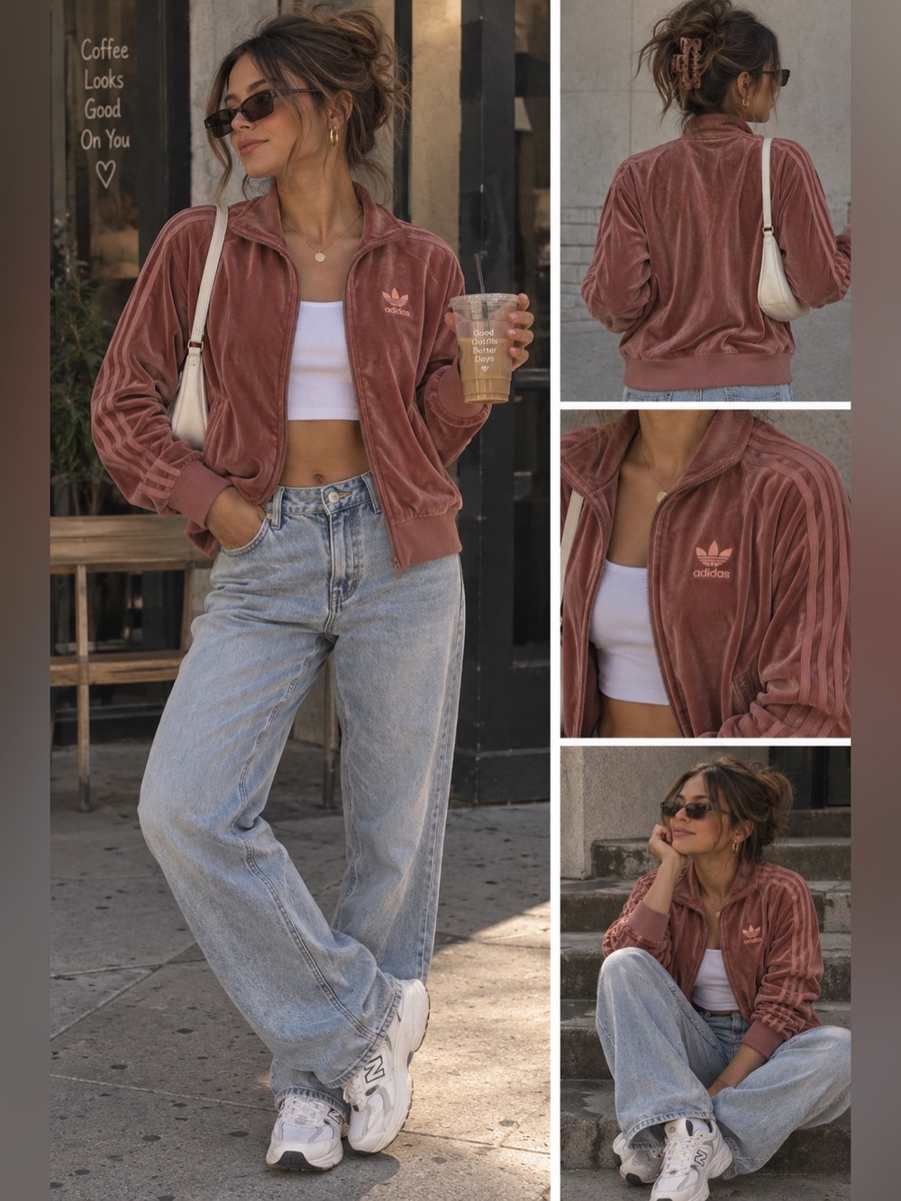Adidas Women's Velvet Vibes Track Jacket Pink Size M Casual Sportswear